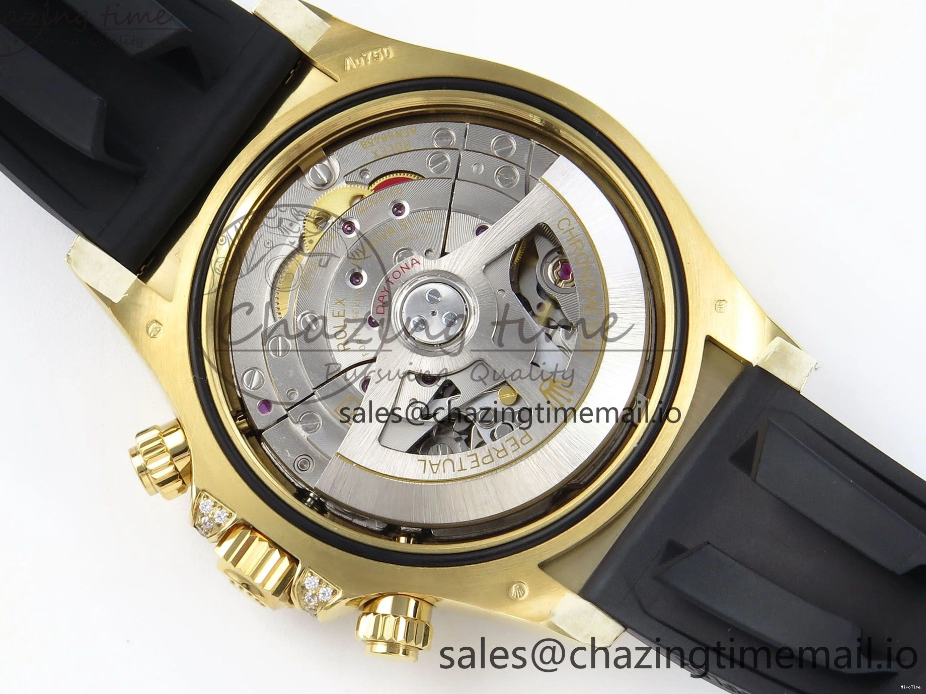 MiroTime 0203 Daytona 126538TBR EWEF 1:1 Best Edition 904L Steel YG Crystal Dial Diamonds Bezel on Black Rubber Strap SH OdorResistant 463